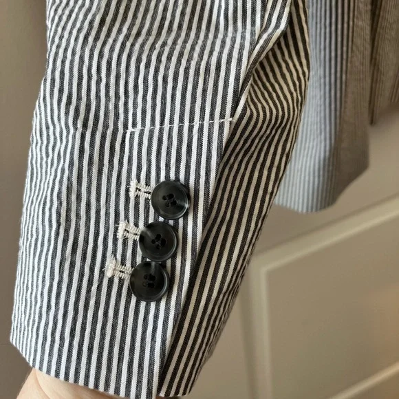 LOFT Black and White Striped Blazer NWT - Picture 6 of 9